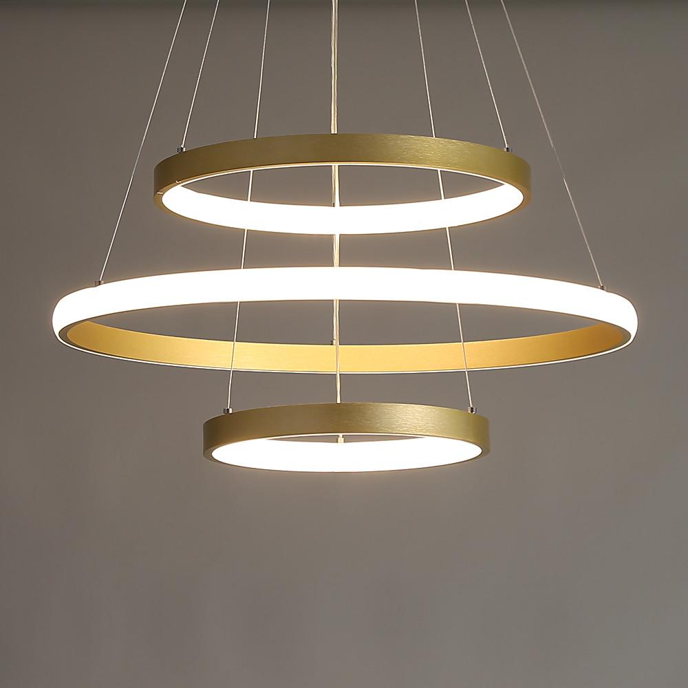 Adjustable Ring LED Chandelier - Dimmable Gold Contemporary Design