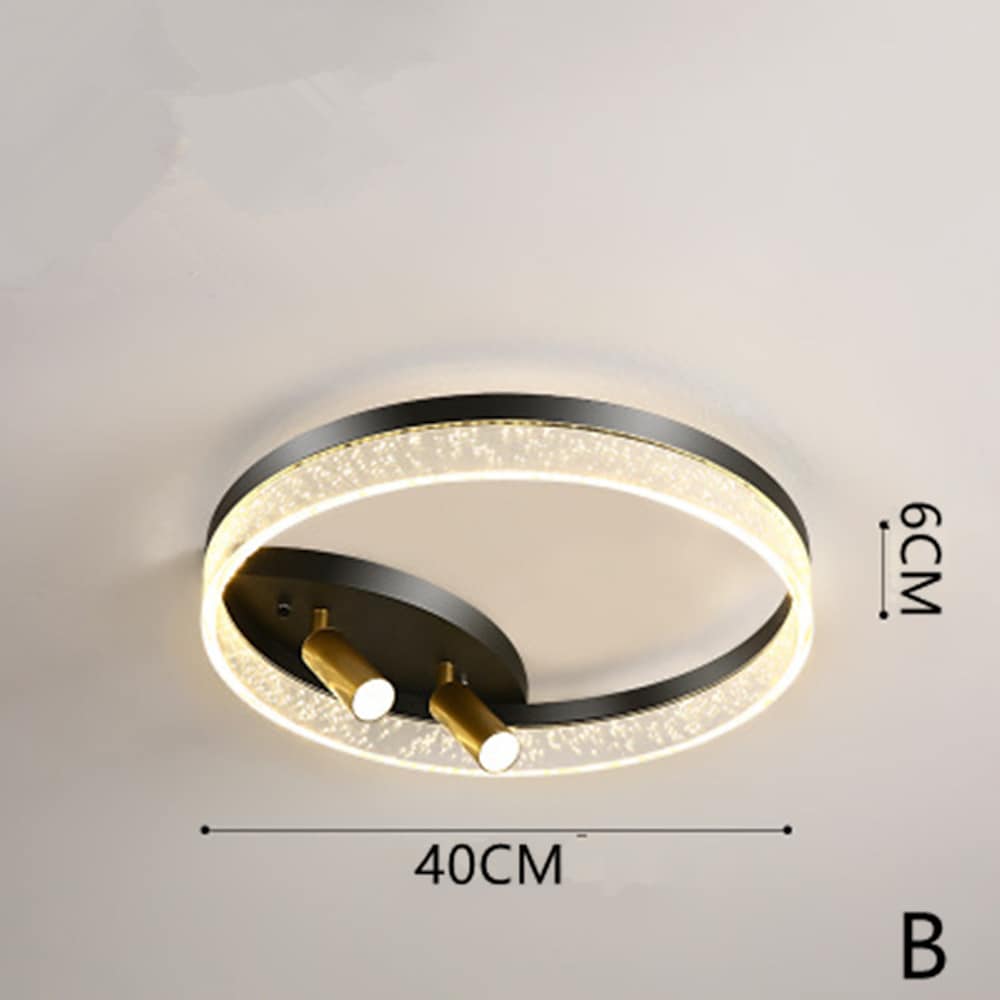Modern Black Circle LED Flush Mount Ceiling Light with Spotlight