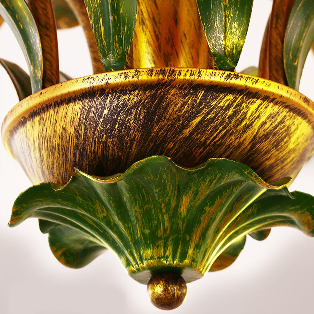 Floral Glass Ceiling Light with 3-Step Dimming | Iron Frame