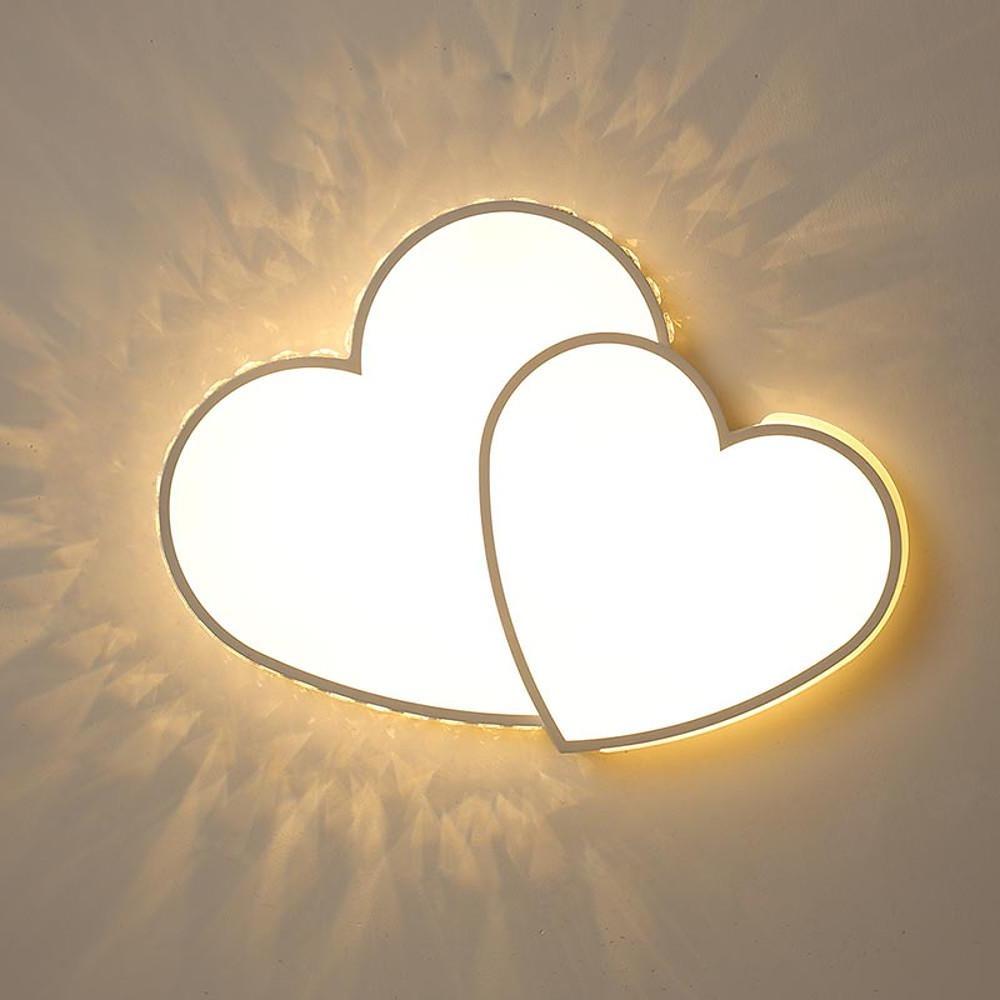 Double Heart Flush Mount Ceiling Light Gold Acrylic Dimmable LED