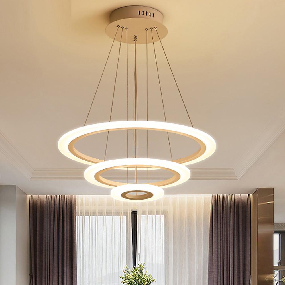 Modern 3-Ring LED Pendant Chandelier - Aluminum & Acrylic