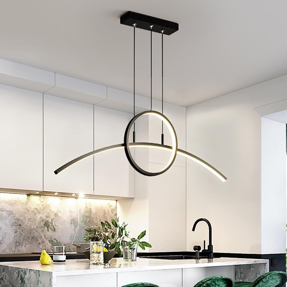 Modern Curved Circle Pendant Light Metal & PVC LED Dining Kitchen