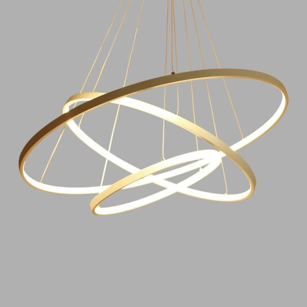 3-Ring Dimmable LED Chandelier – Modern Aluminum Pendant Light