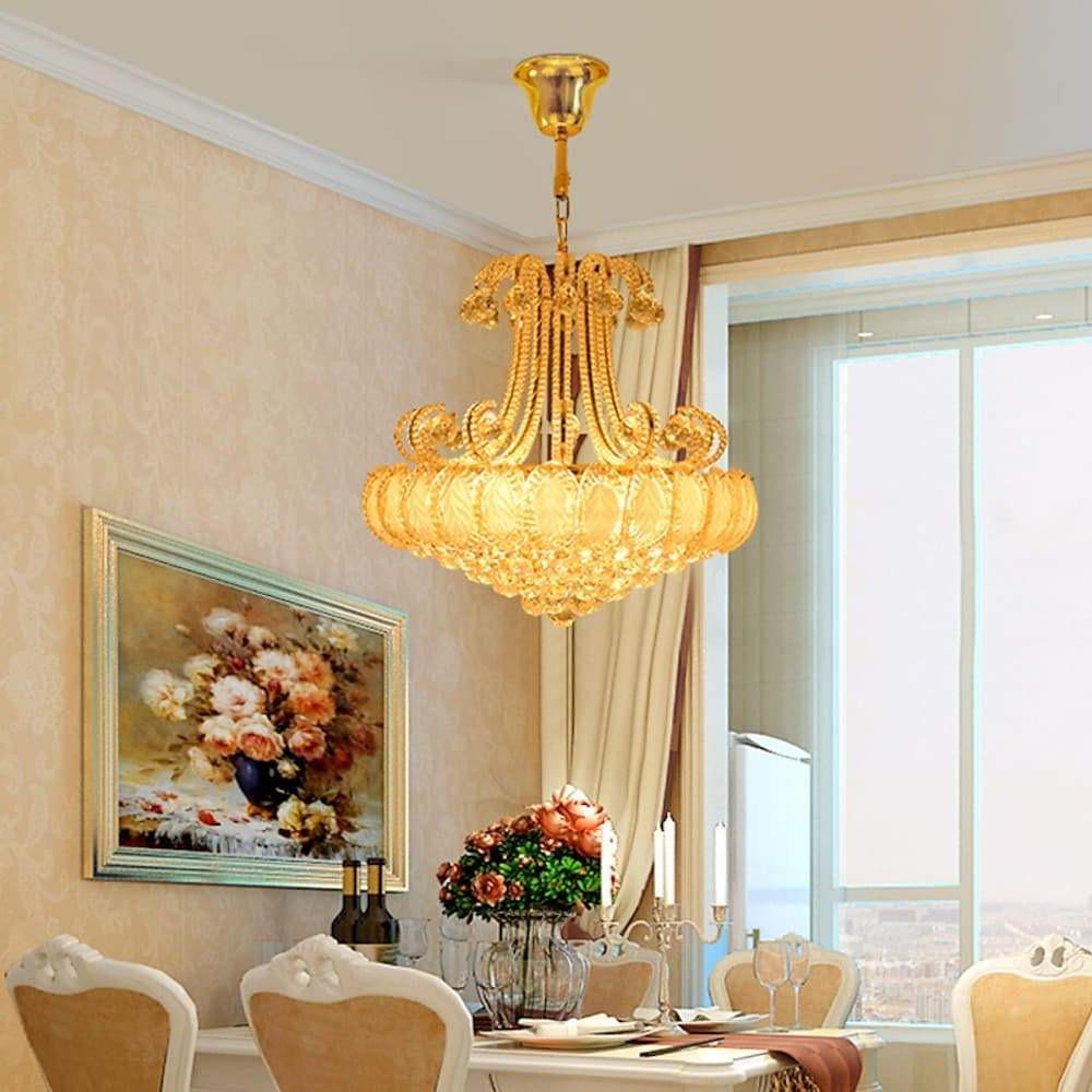 8-Light Crystal Chandelier - Modern Vintage Gold Silver Metal Frame