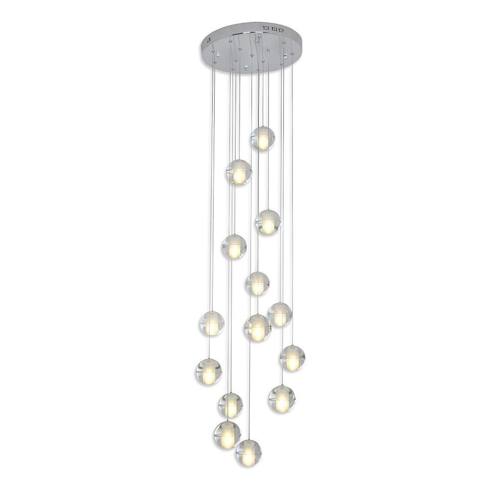 Modern Crystal Chandelier 14 LED Adjustable Height Pendant Light
