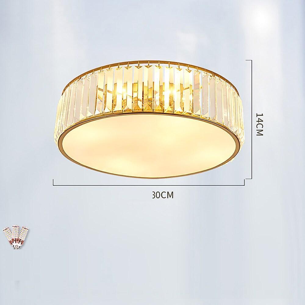 Crystal Drum LED Flush Mount Ceiling Light - Nordic Style Brass