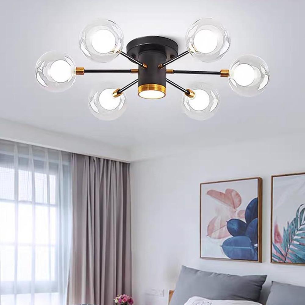 Modern Globe Flush Mount Ceiling Light – Metal & Glass LED Fixture