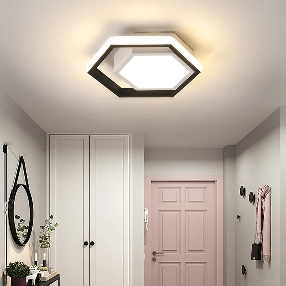 Hexagon LED Flush Mount Ceiling Light - Modern Geometric Design