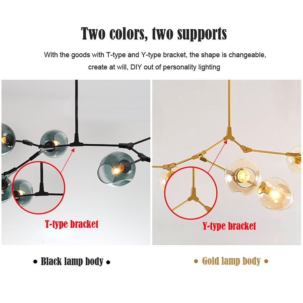 Sputnik Industrial Glass Chandelier with Customizable Shades