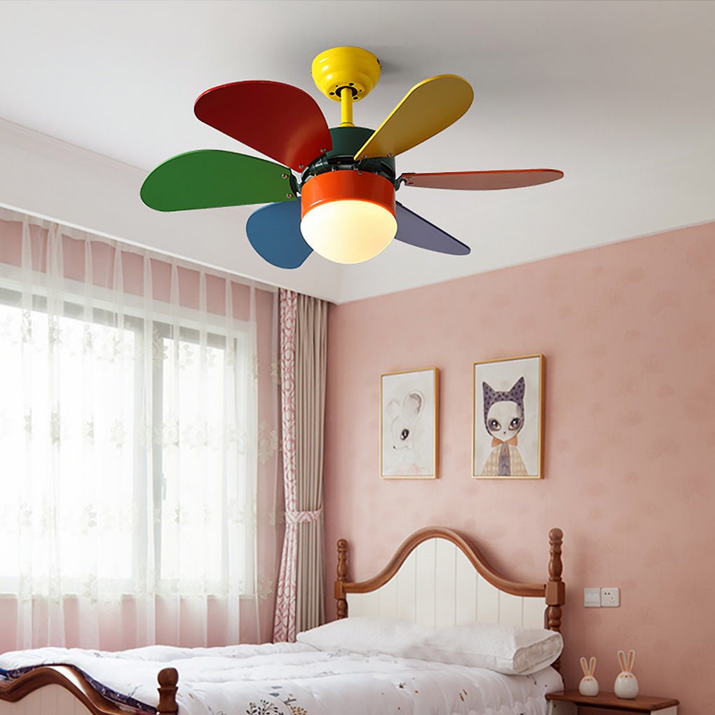 Modern LED Ceiling Fan Light with Remote Control for Kids Room