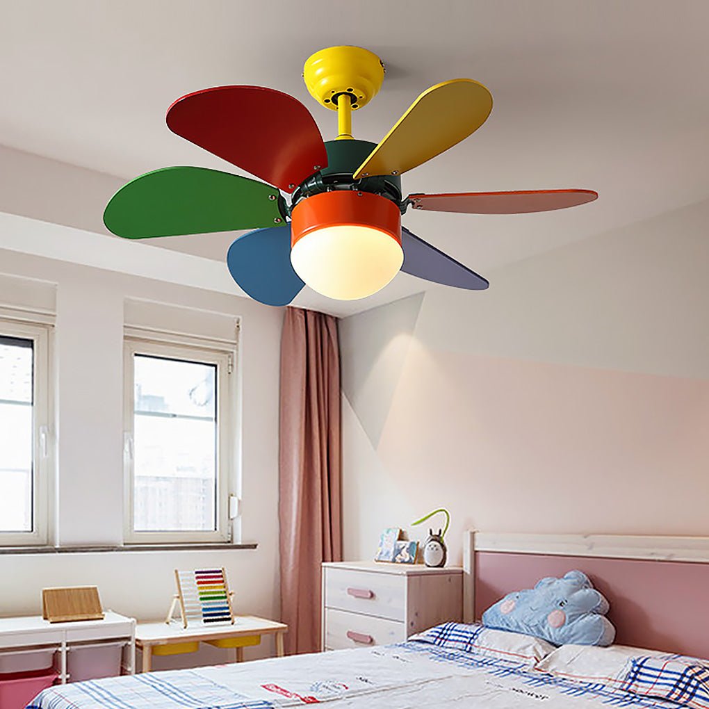 Modern LED Ceiling Fan Light with Remote Control for Kids Room
