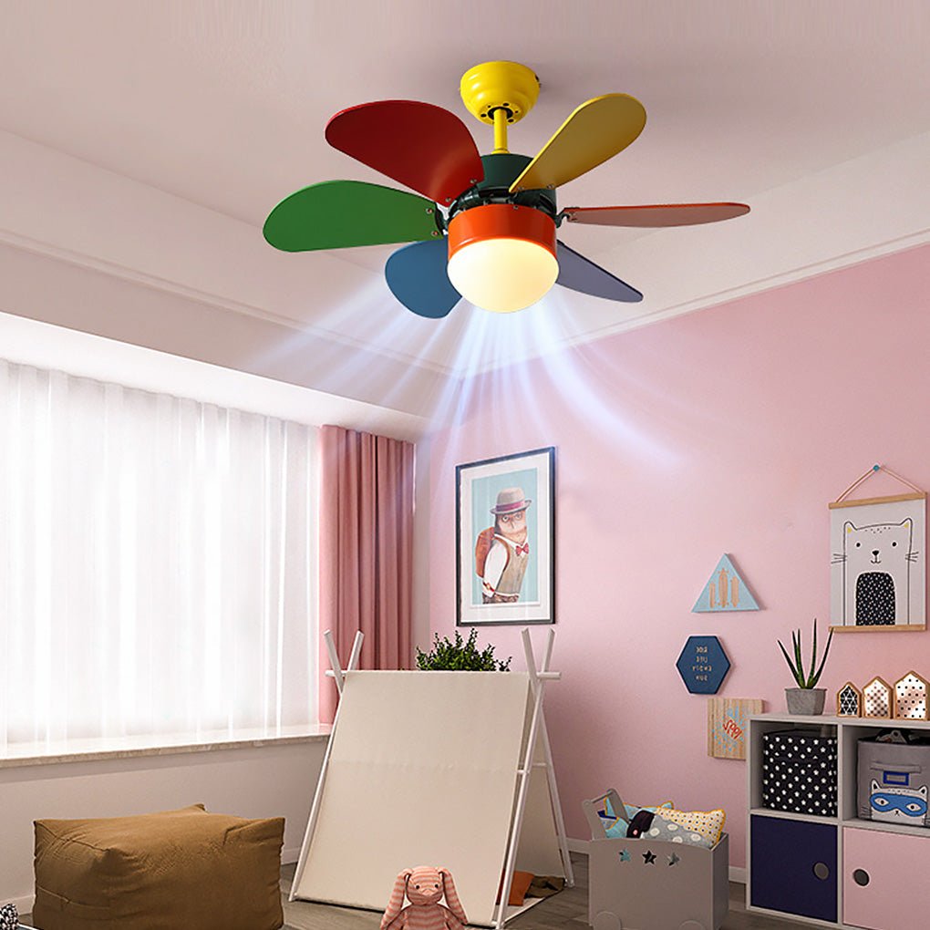 Modern LED Ceiling Fan Light with Remote Control for Kids Room