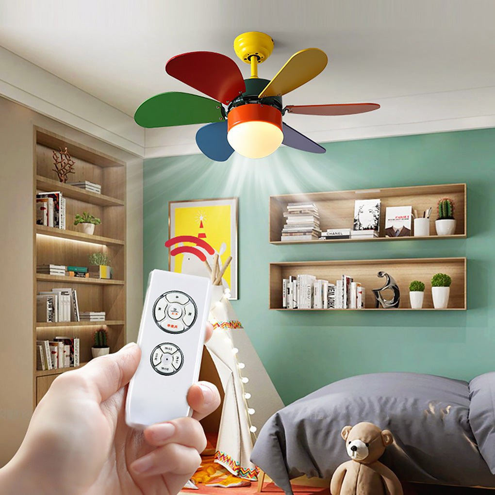 Modern LED Ceiling Fan Light with Remote Control for Kids Room