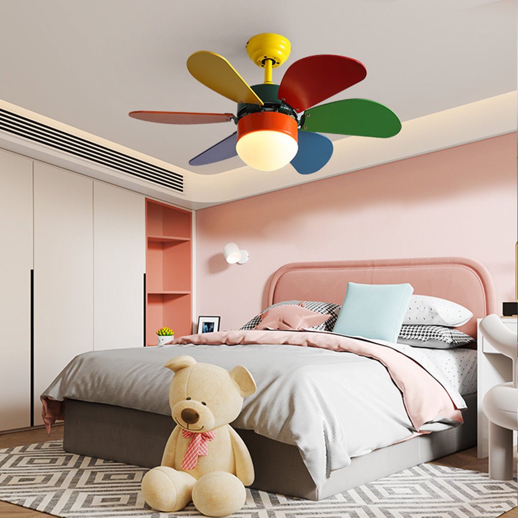 Modern LED Ceiling Fan Light with Remote Control for Kids Room