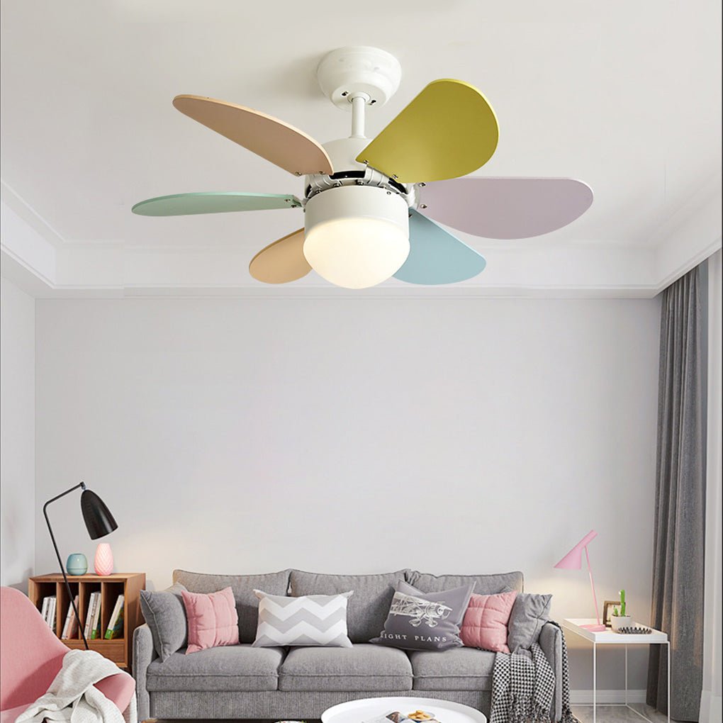 Modern LED Ceiling Fan Light with Remote Control for Kids Room