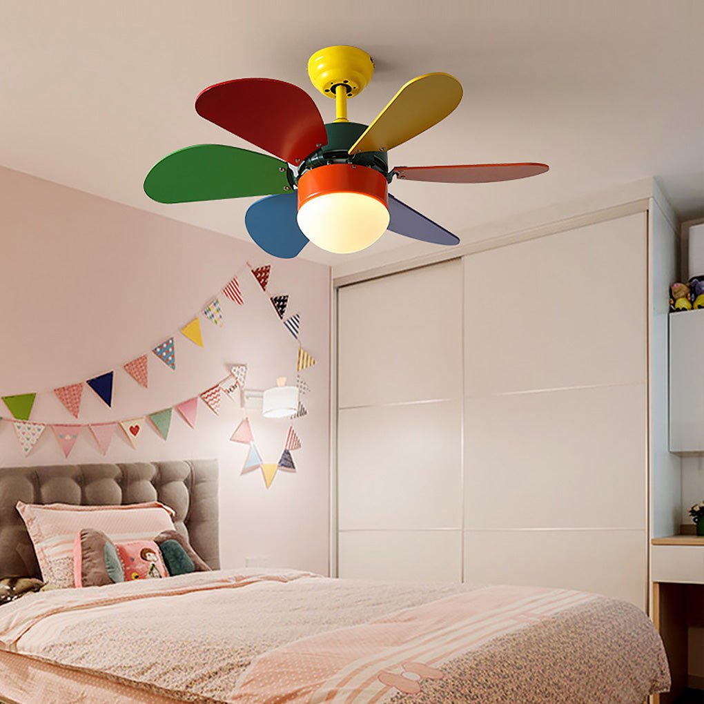 Modern LED Ceiling Fan Light with Remote Control for Kids Room