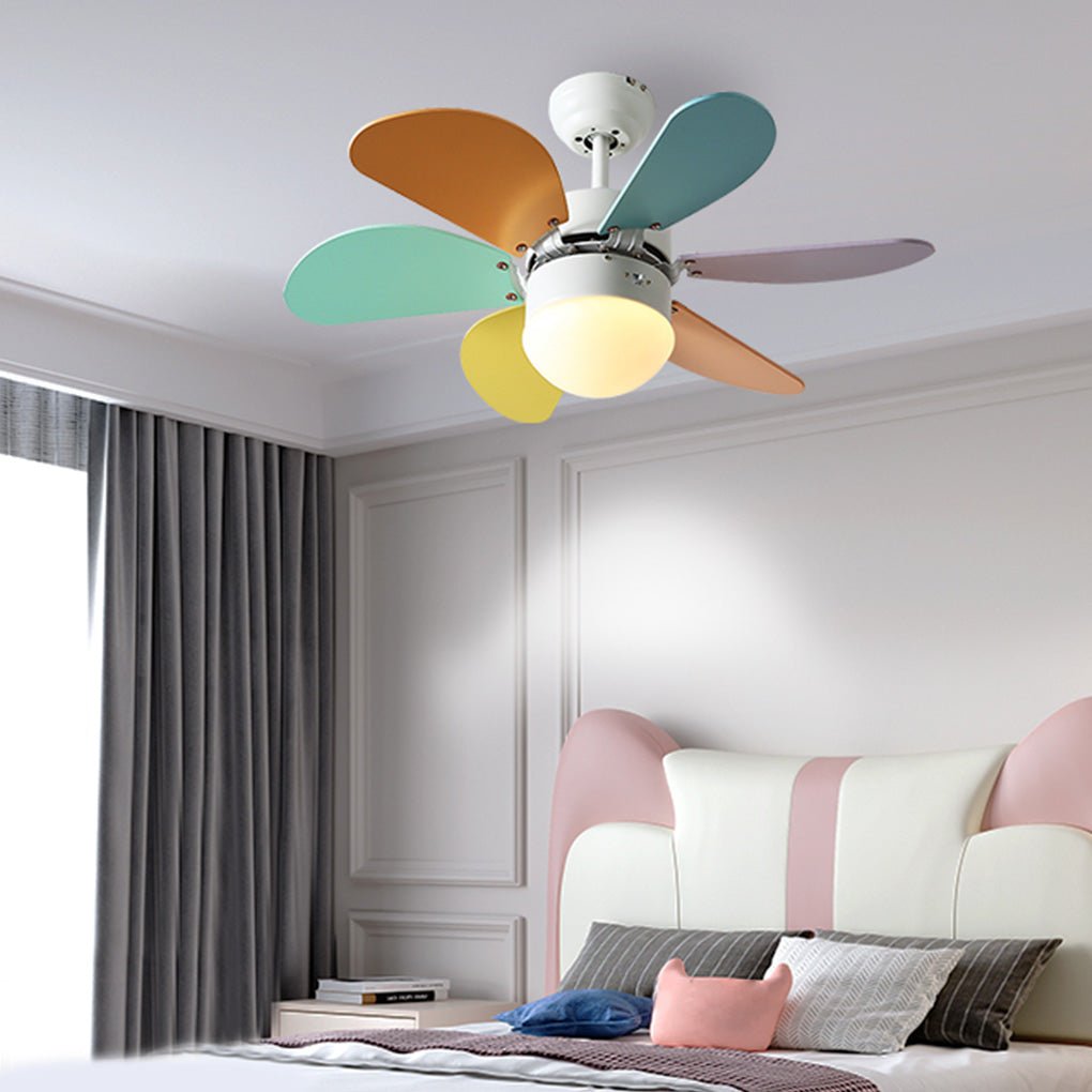 Modern LED Ceiling Fan Light with Remote Control for Kids Room