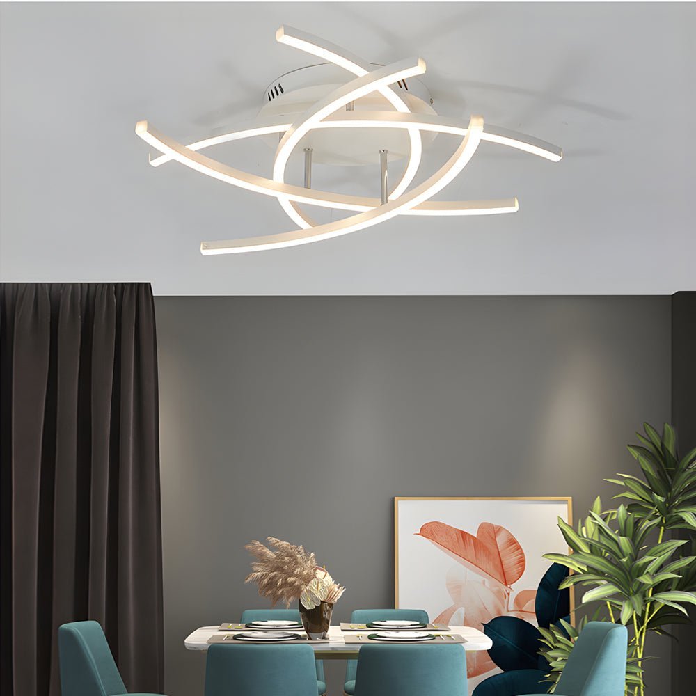Modern Linear LED Ceiling Light with Remote Control Dimmable