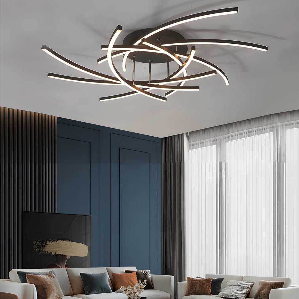 Modern Linear LED Ceiling Light with Remote Control Dimmable
