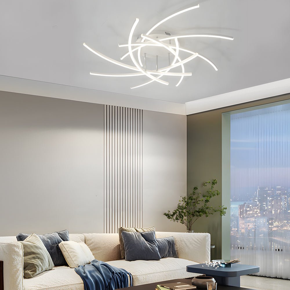 Modern Linear LED Ceiling Light with Remote Control Dimmable