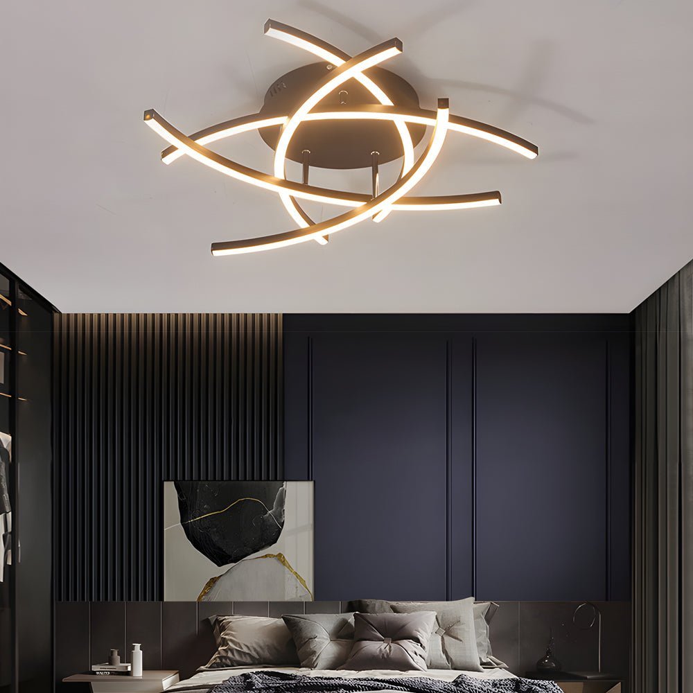Modern Linear LED Ceiling Light with Remote Control Dimmable