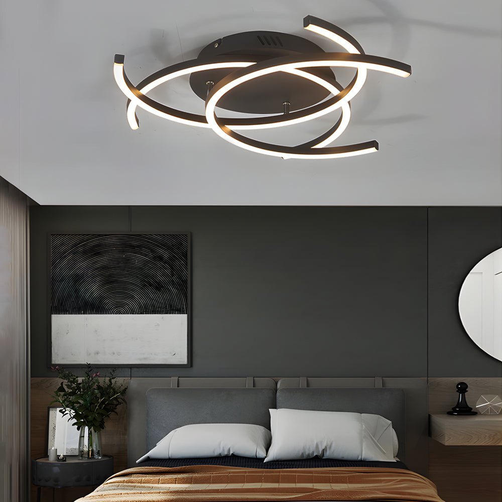 Modern Linear LED Ceiling Light with Remote Control Dimmable