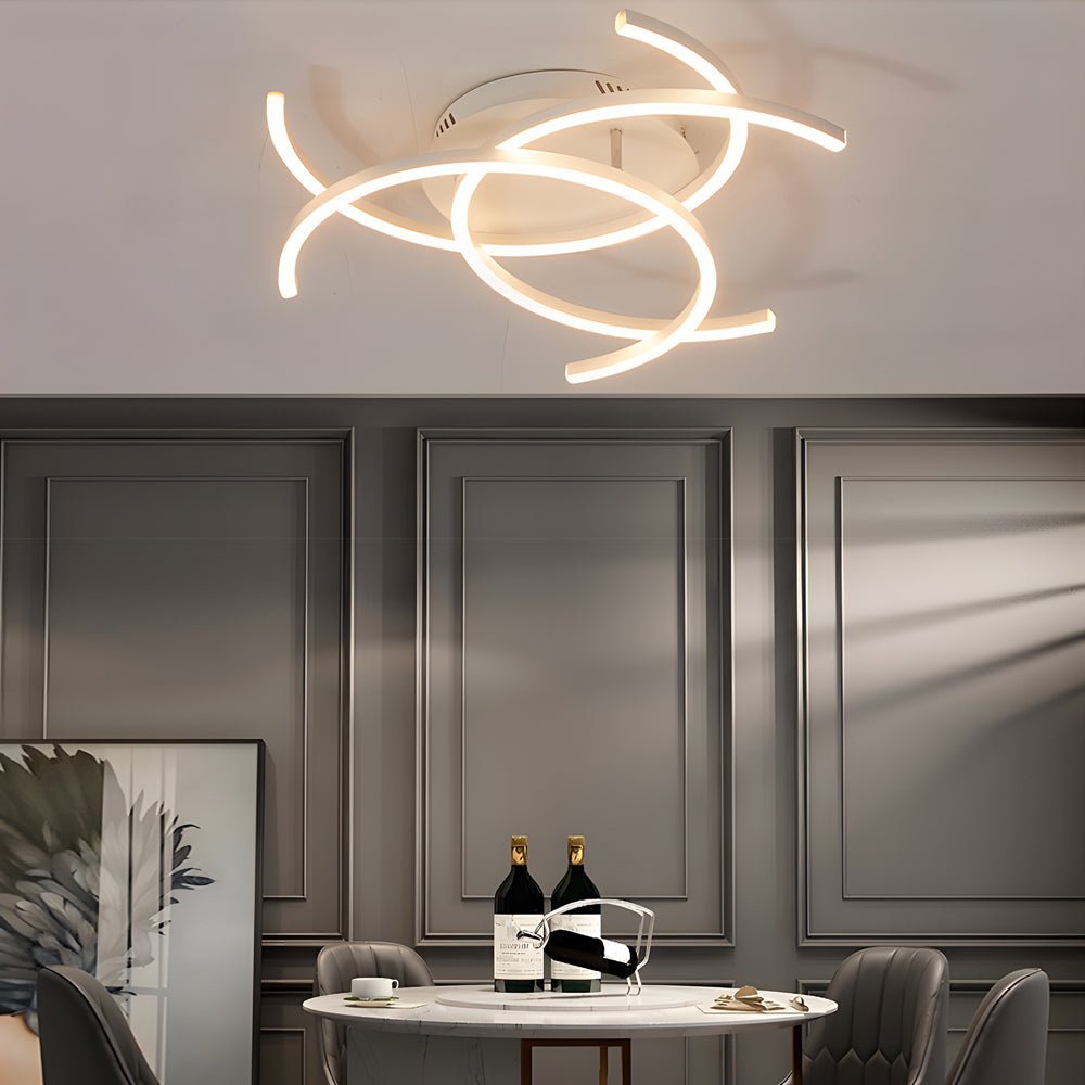 Modern Linear LED Ceiling Light with Remote Control Dimmable
