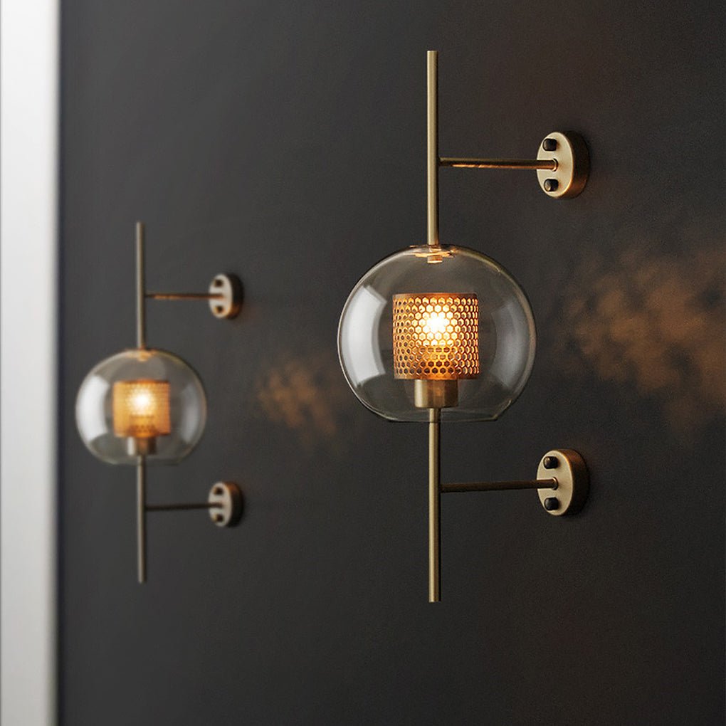 Industrial Bronze Glass Wall Sconce – Retro Corridor Lighting