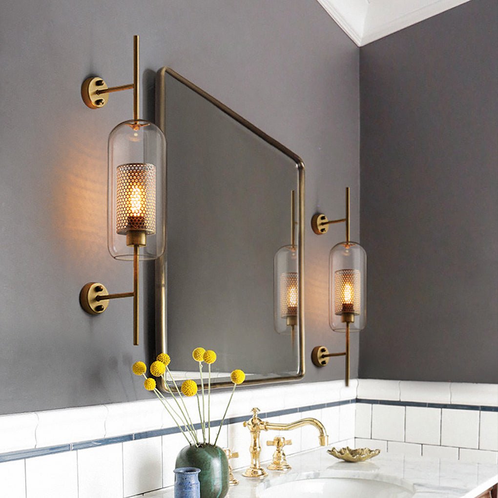 Industrial Bronze Glass Wall Sconce – Retro Corridor Lighting
