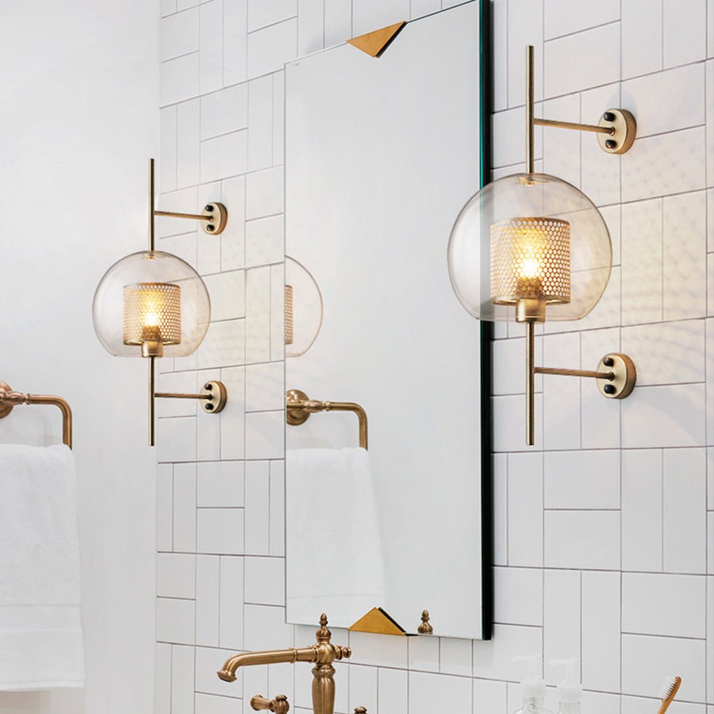 Industrial Bronze Glass Wall Sconce – Retro Corridor Lighting