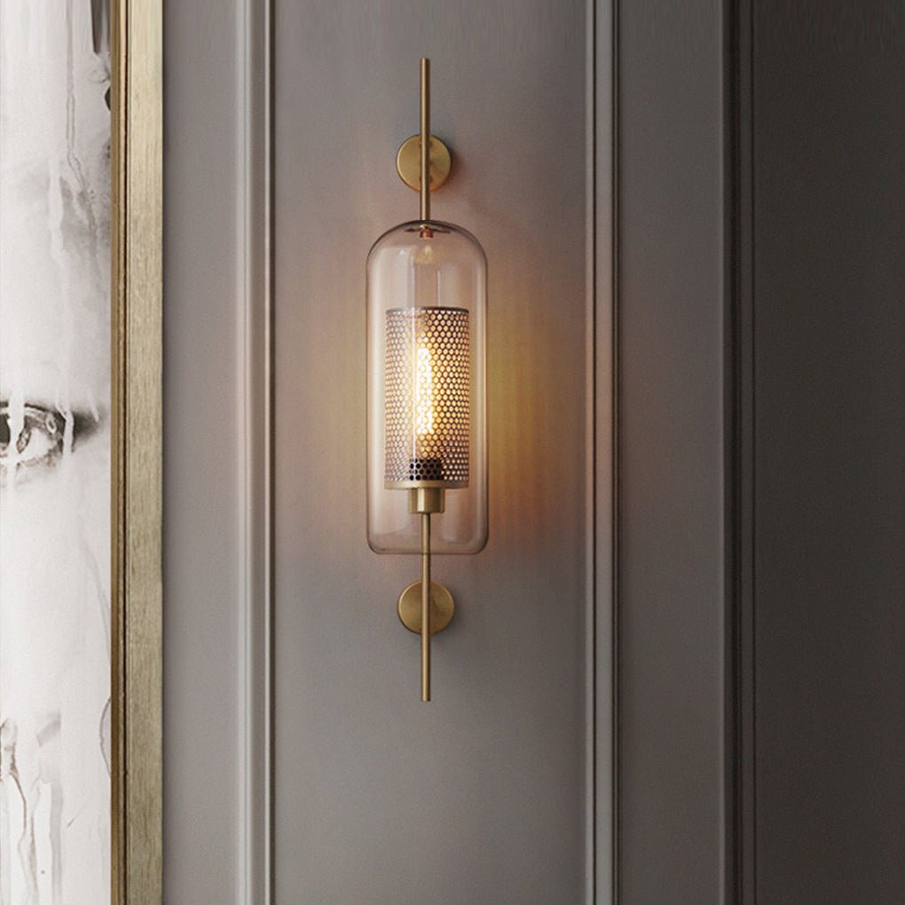 Industrial Bronze Glass Wall Sconce – Retro Corridor Lighting
