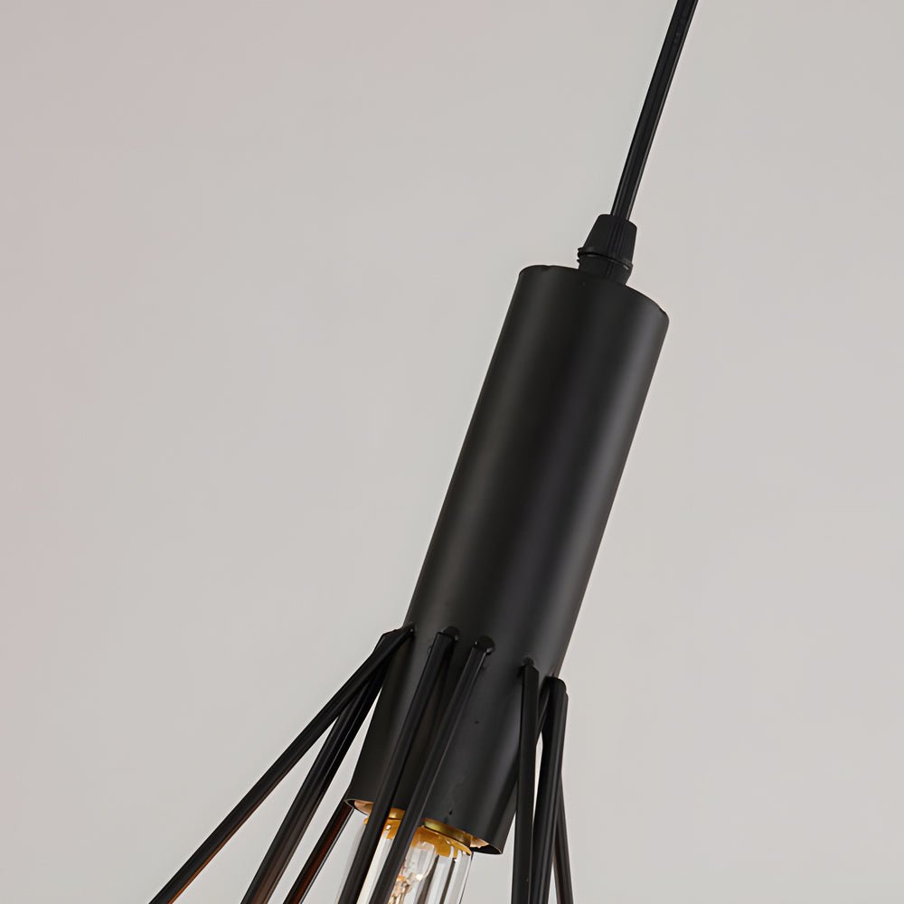 Geometric Iron Pendant Light – Industrial Black Cage Chandelier