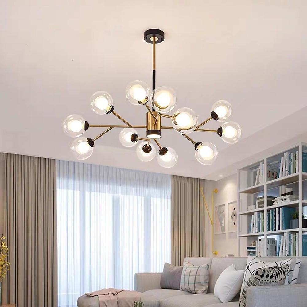 12-Light Sputnik Chandelier with Glass Globe Shades