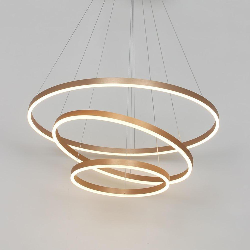 Triple Ring Modern Metal Foyer Chandelier with Dimmable LED