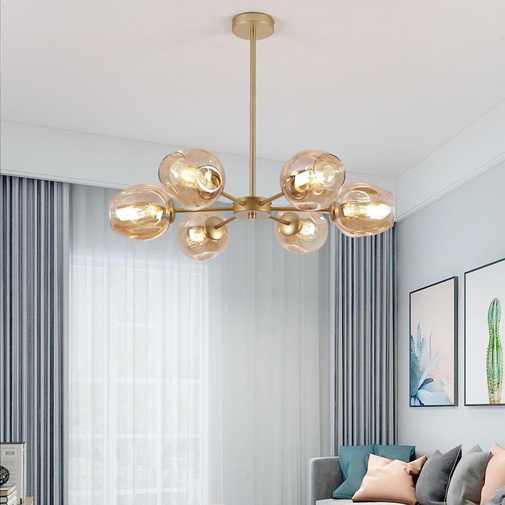 Nordic Sputnik Chandelier Glass Globe Electroplated Aluminum