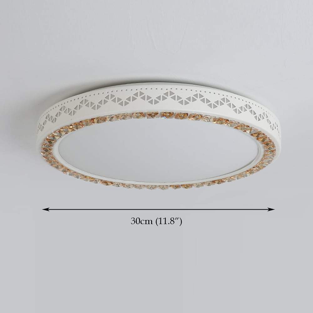 Modern Geometric LED Flush Mount Ceiling Light White Acrylic 12"