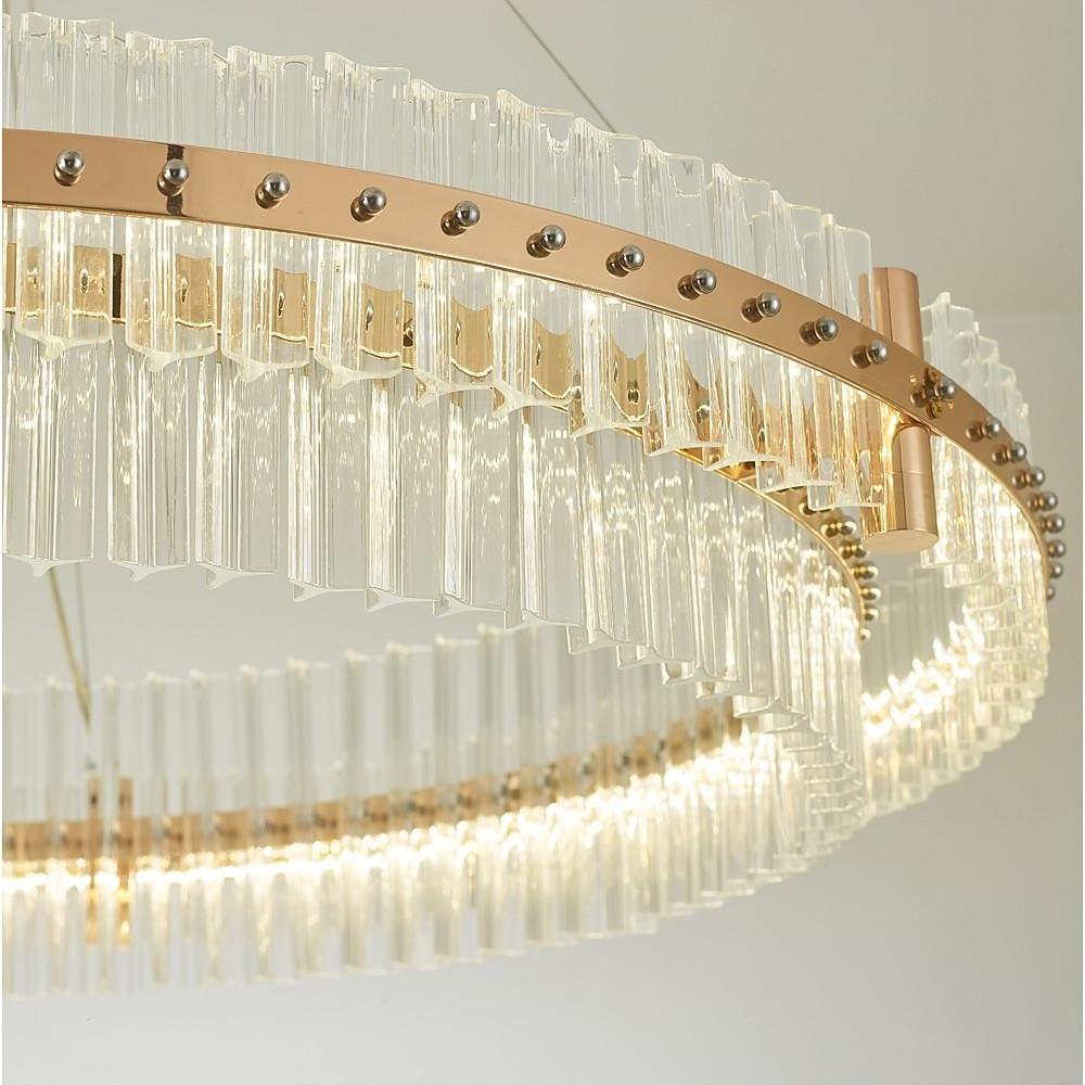 Crystal Chandelier Gold Finish LED Ceiling Light Round Design