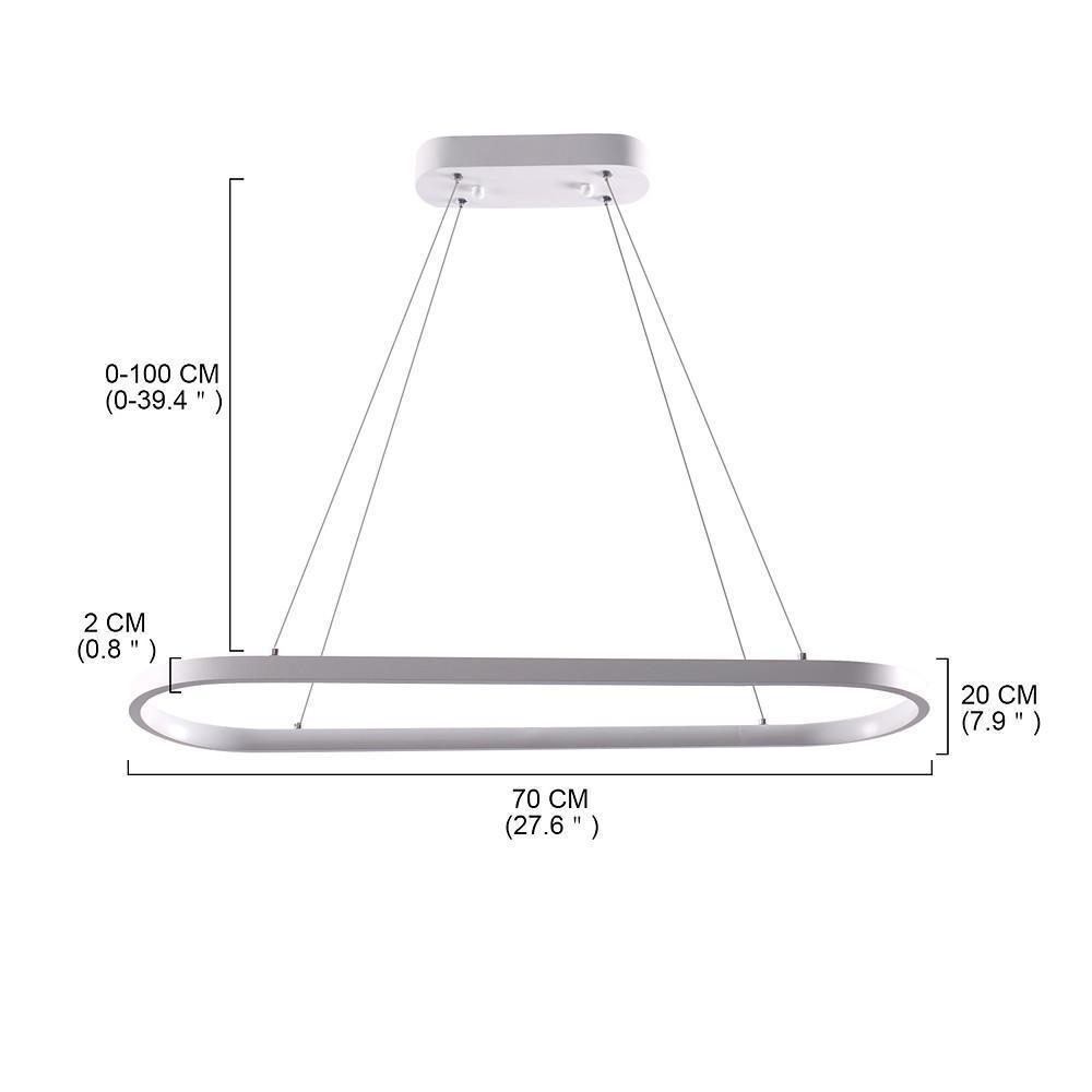 Modern Metal Pendant Light Curved Rectangular Design Dining Room
