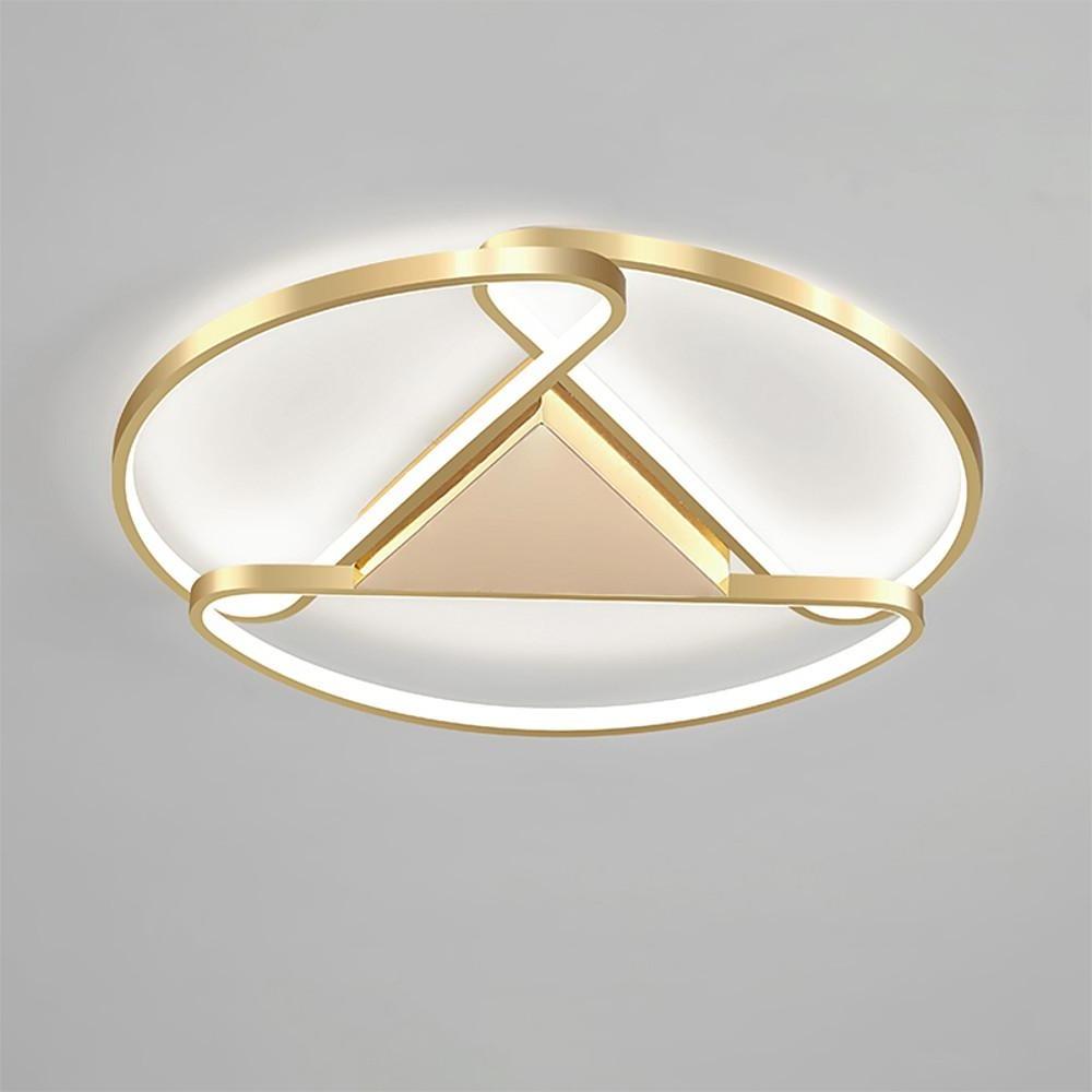 Geometric Circle LED Flush Mount Ceiling Light – Gold Metal Finish