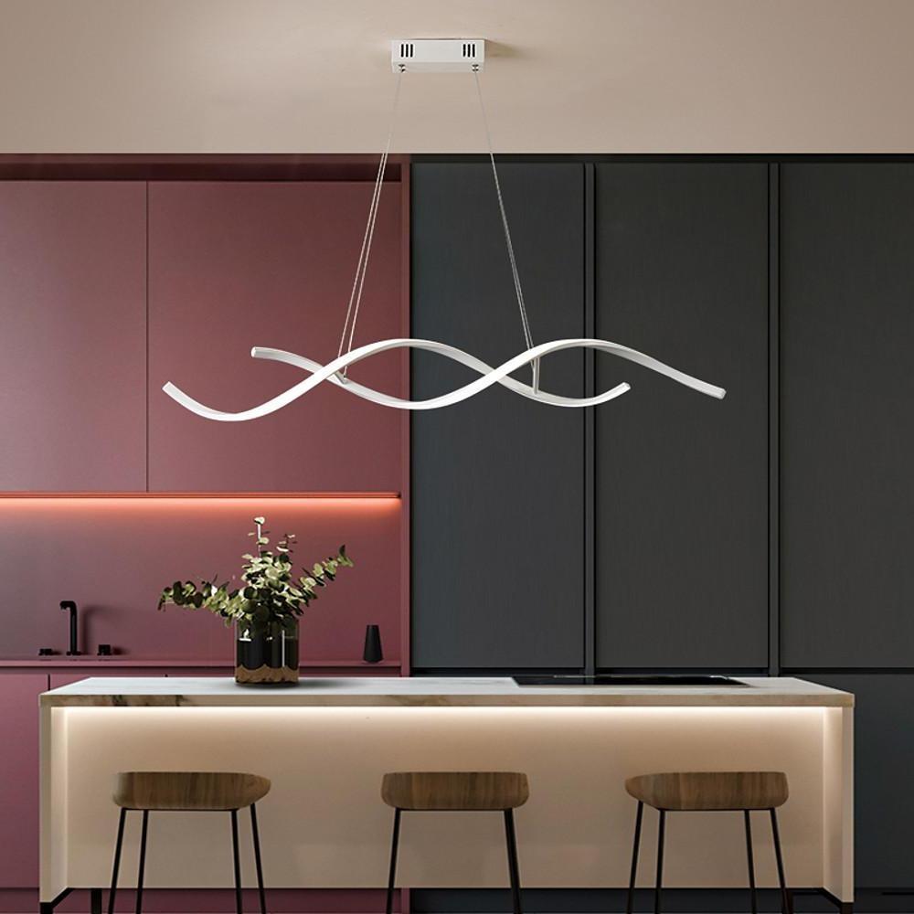 Wave Design Modern Pendant Light Metal & PVC Minimalist Ceiling Lamp