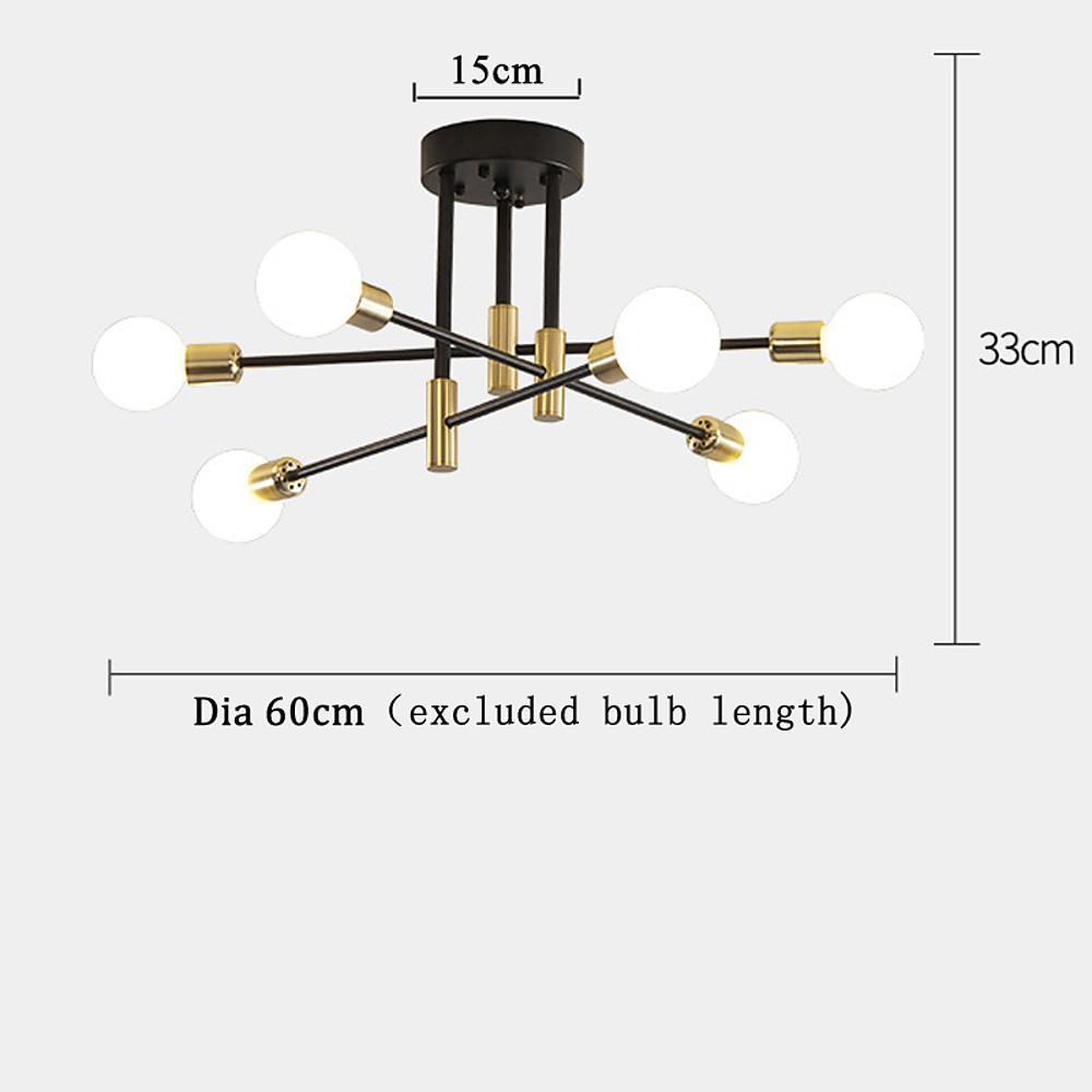6-Light Sputnik Semi-Flush Mount Ceiling Light with Glass Shades