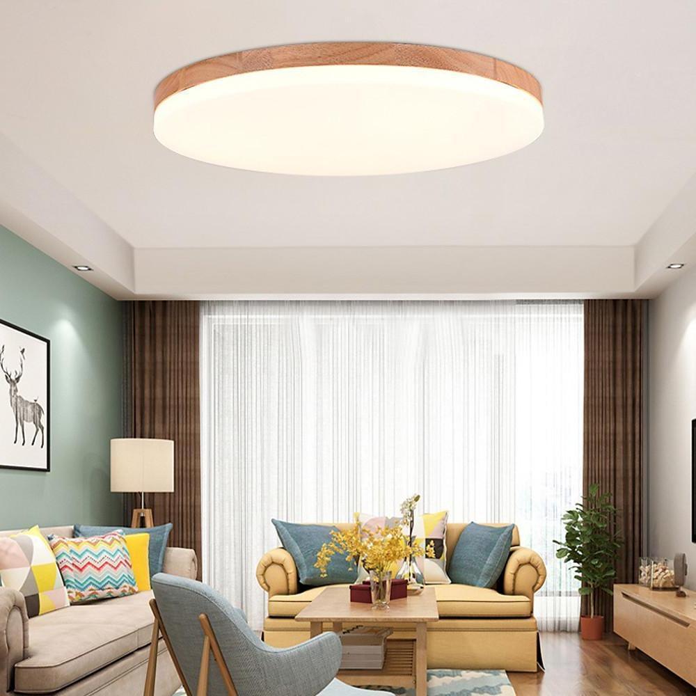 Minimalist Wood Flush Mount Ceiling Light with LED