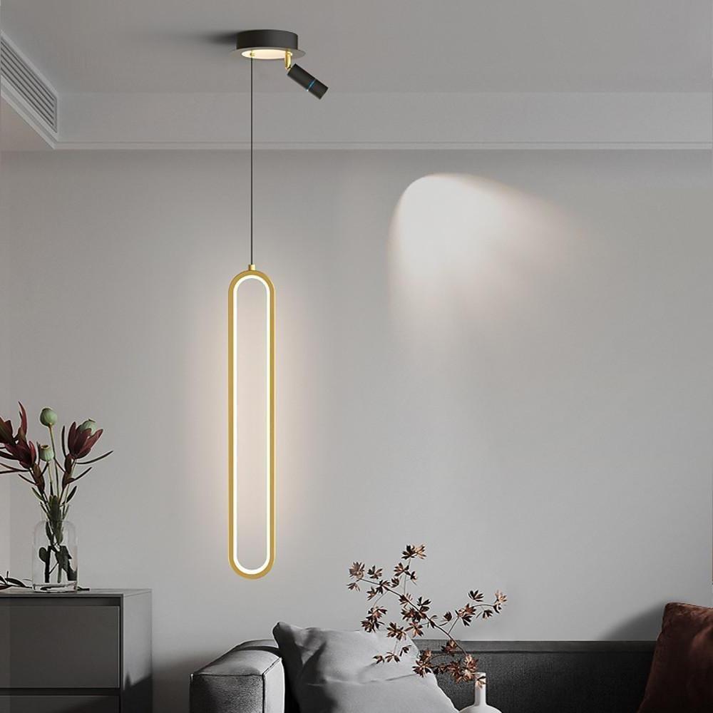 Modern Elongated Pendant Light with Metal Frame & Acrylic Shade