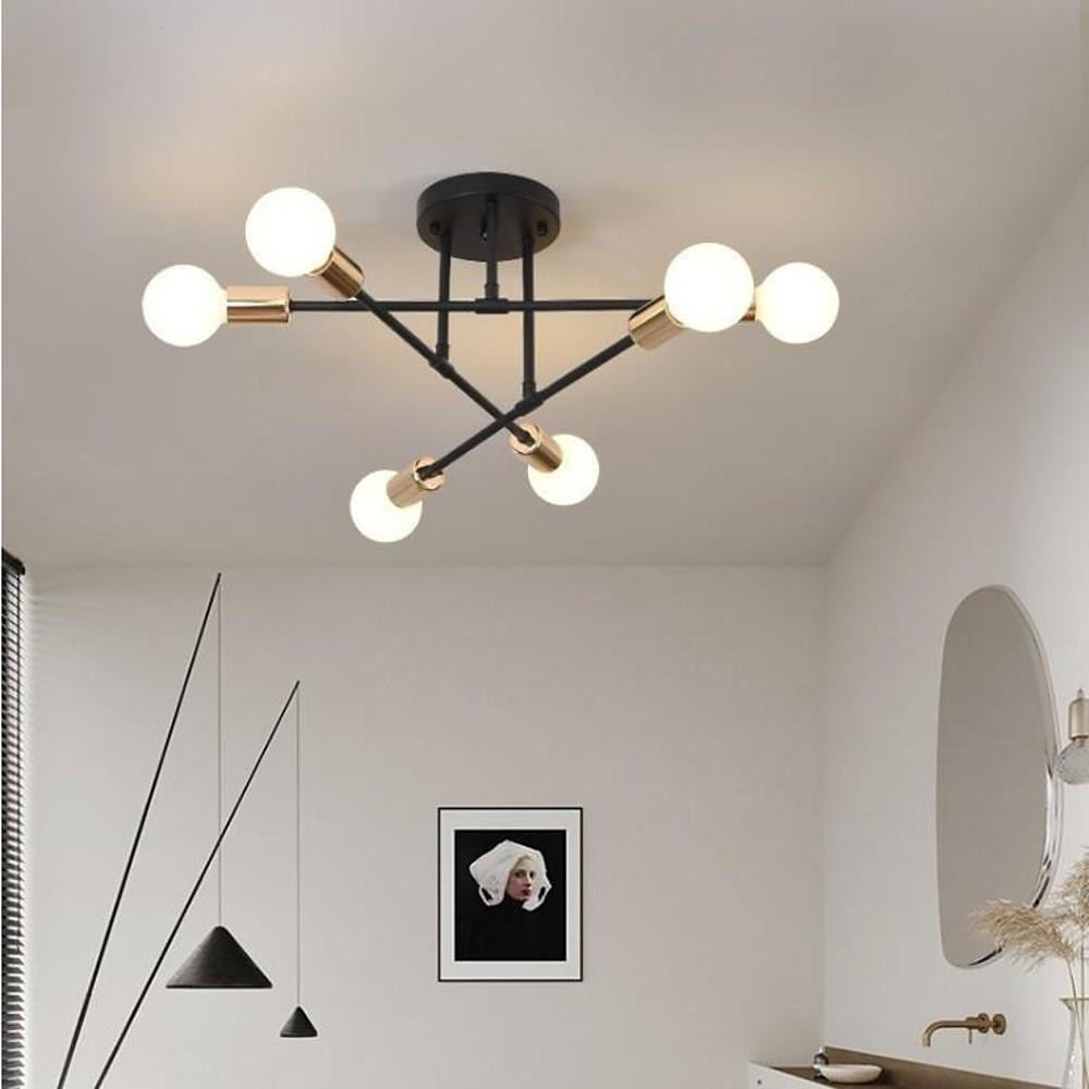 Geometric Sputnik Semi Flush Mount Ceiling Light with 6 LED Bulbs