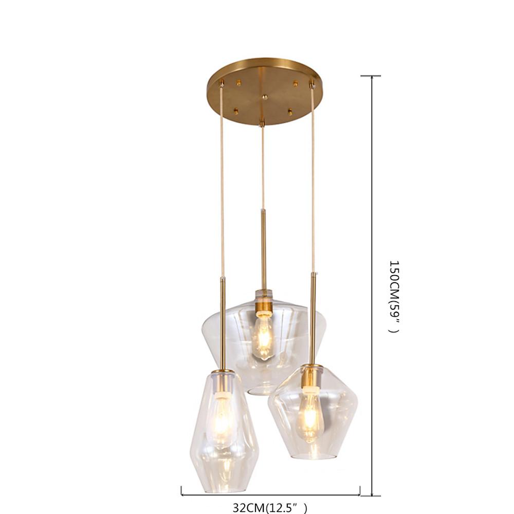 3-Light Retro Glass Pendant Light - Kitchen Island Lighting