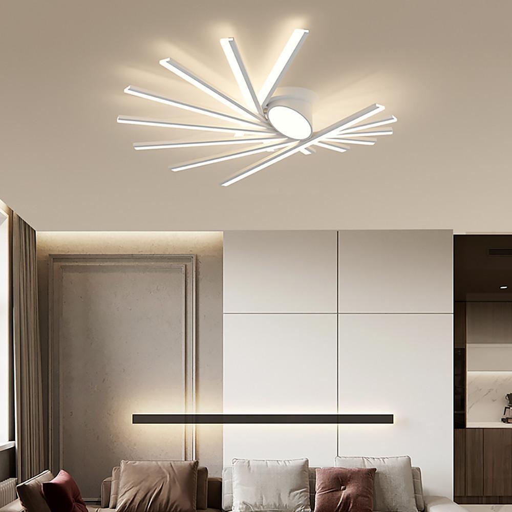 Linear Oval LED Flush Mount Ceiling Light - Modern White Metal