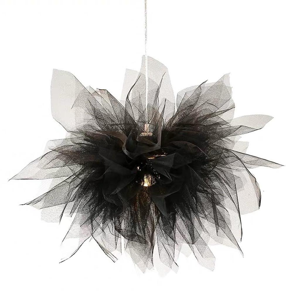 20'' Fabric Flower Pendant Light Modern Electroplated Metal LED
