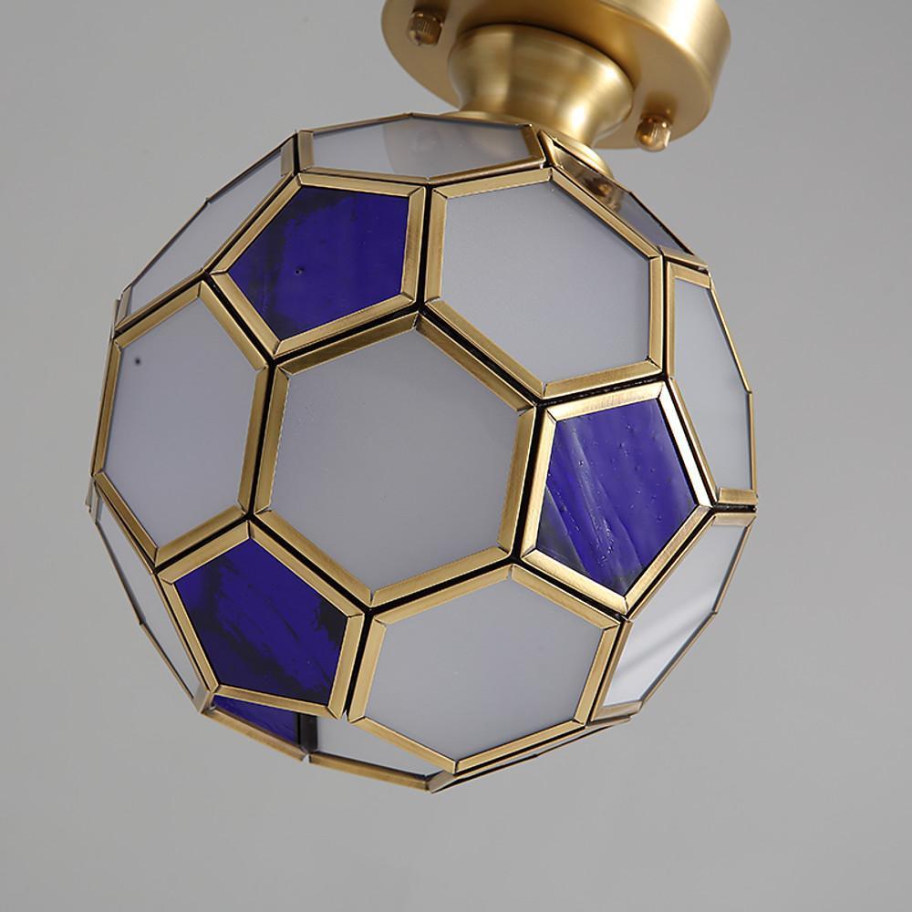 Football Flush Mount Ceiling Light Copper Glass Kids Room Lighting
