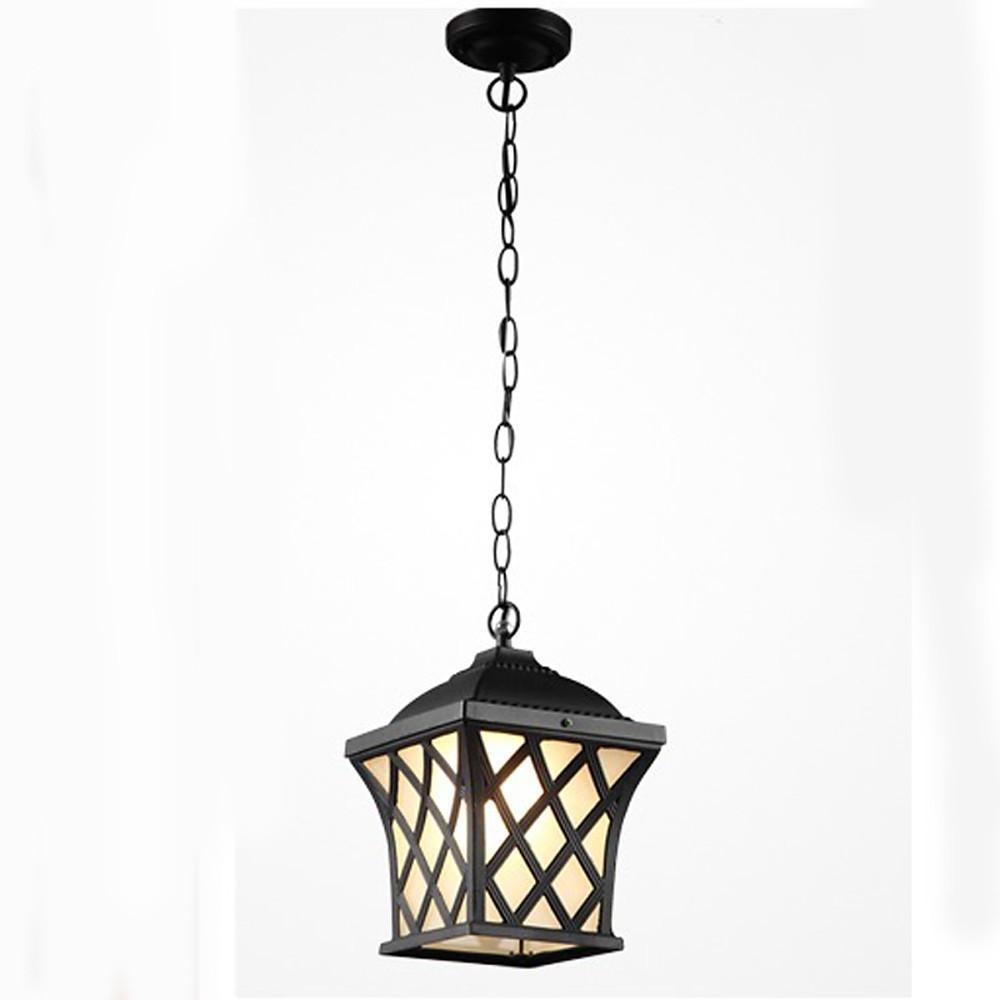 Electroplated Metal Glass Lantern Pendant Light Traditional Style
