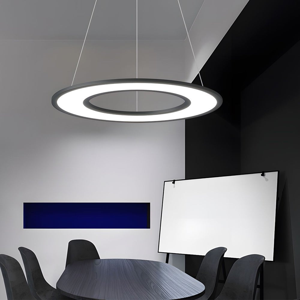 Modern Ring LED Pendant Light with Acrylic Shade - Adjustable Height